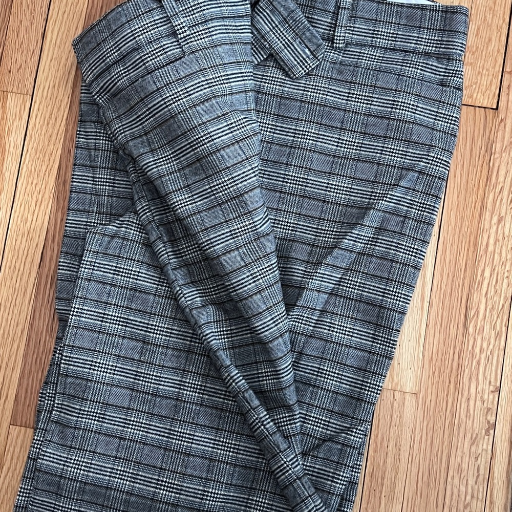 LOFT Black and White Checkered Trousers